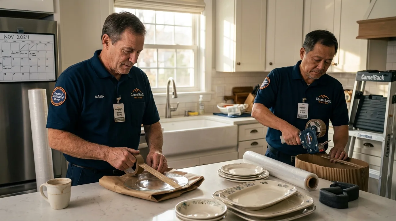 Professional crew packing kitchen dishware in Skippack, PA